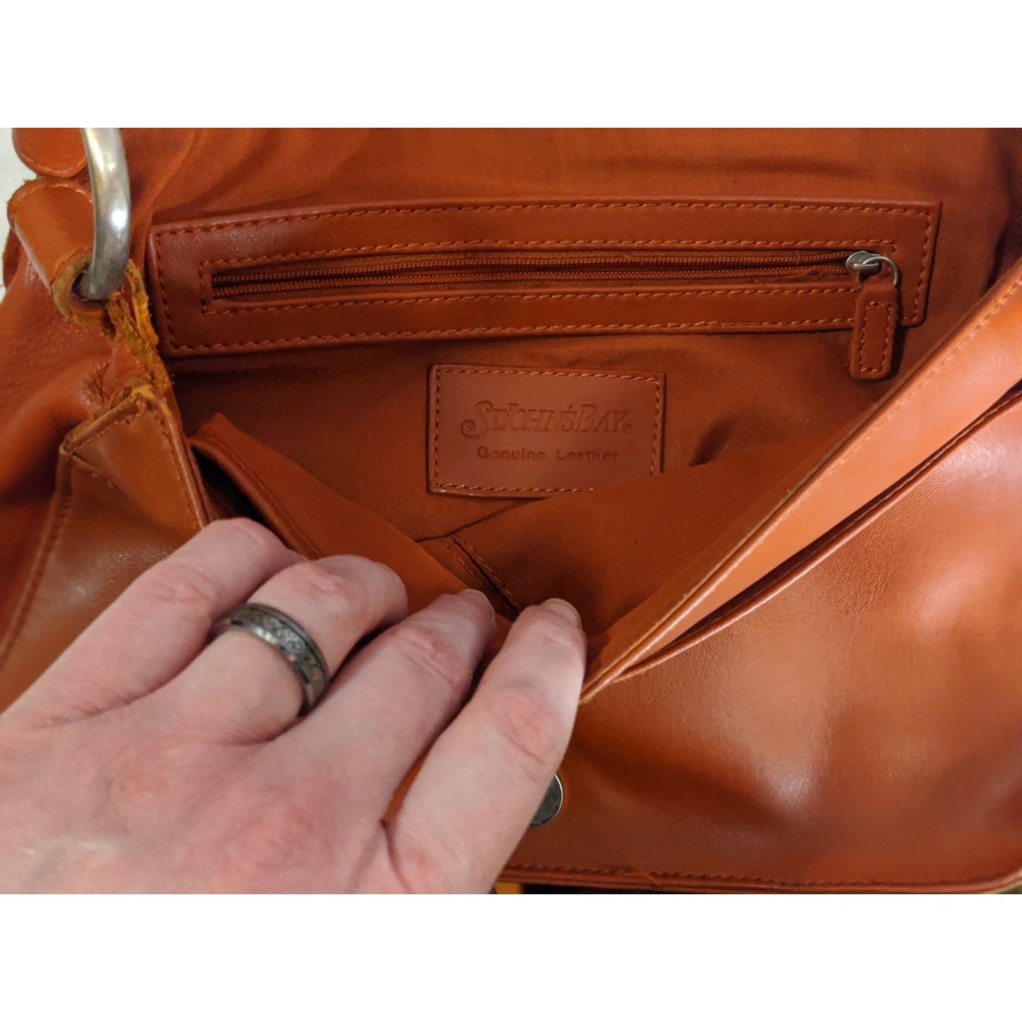 St. Johns Bay Rust Orange Leather Shoulder Bag