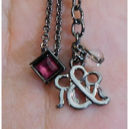 R&R Minimalist Pink Gemmed Diamond Shaped Pendant Necklace