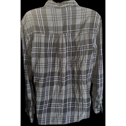 SO Plaid Button Down Shirt Black Purple Punk Grunge Flannel