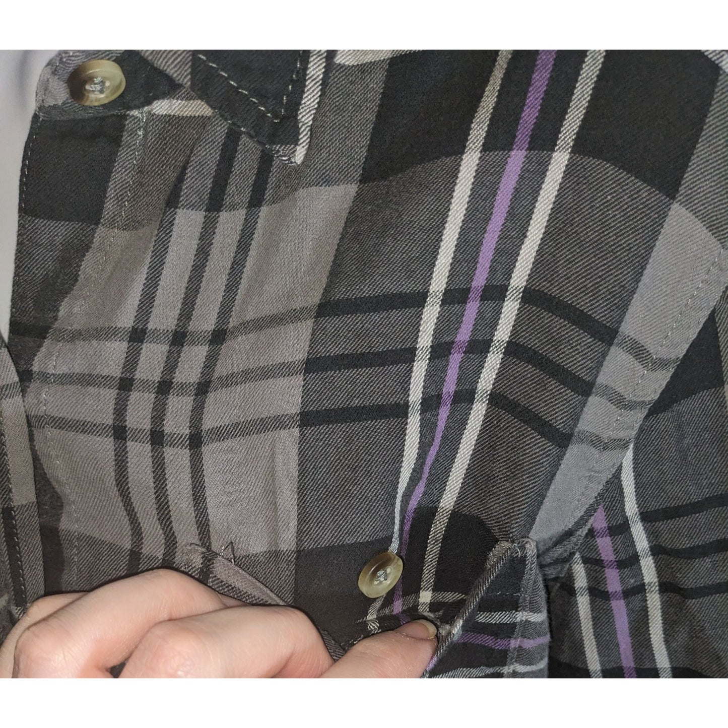 SO Plaid Button Down Shirt Black Purple Punk Grunge Flannel