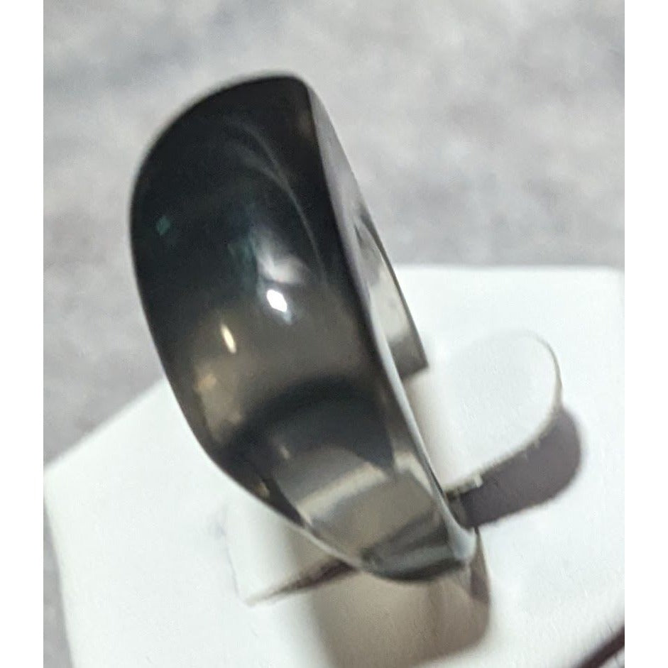 Chunky Translucent Grey/Black Fashion Ring Size 7