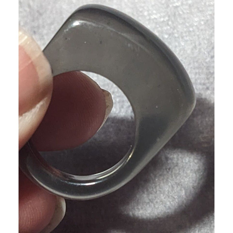 Chunky Translucent Grey/Black Fashion Ring Size 7