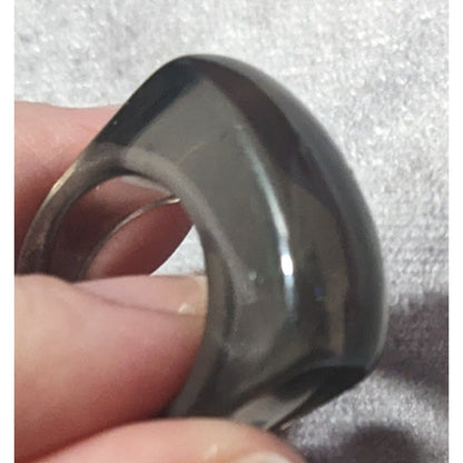 Chunky Translucent Grey/Black Fashion Ring Size 7