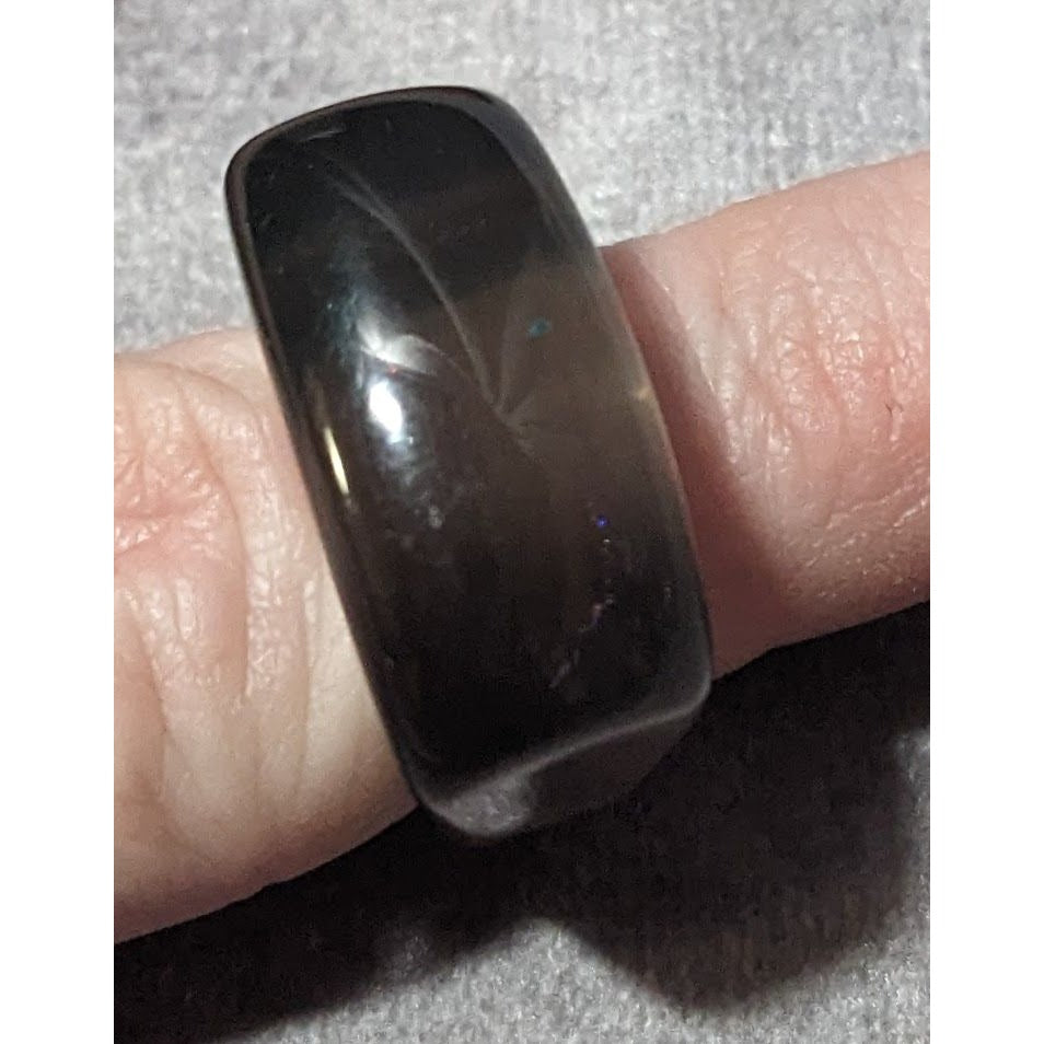 Chunky Translucent Grey/Black Fashion Ring Size 7