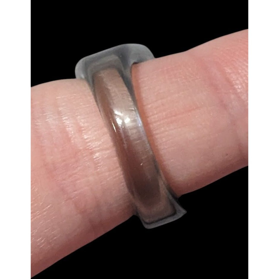 Chunky Translucent Grey/Black Fashion Ring Size 7