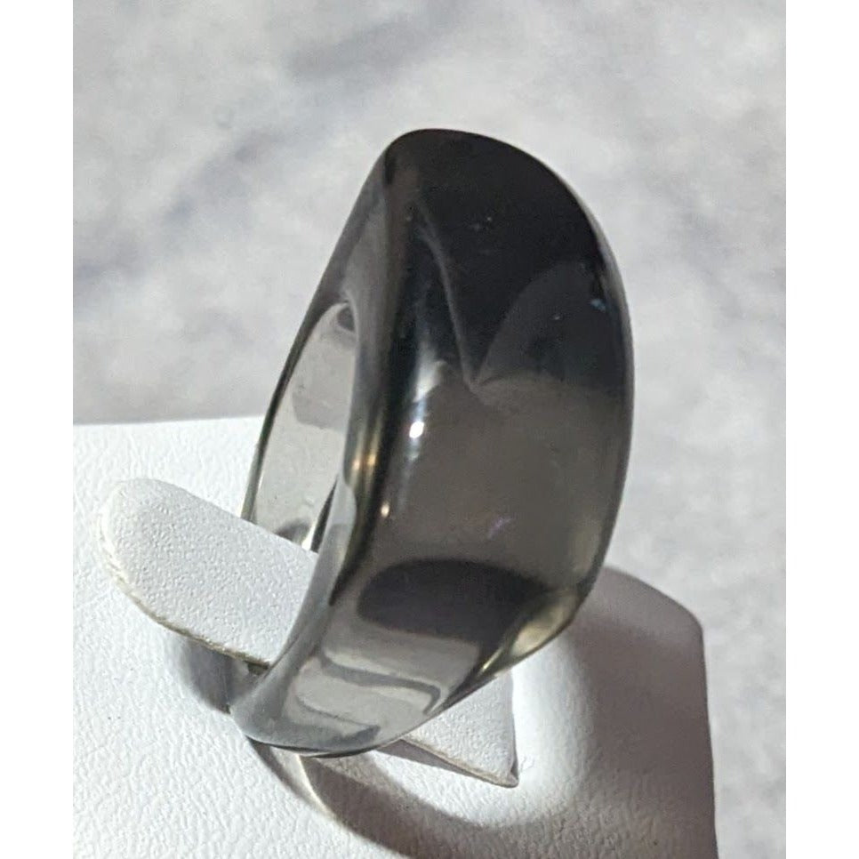 Chunky Translucent Grey/Black Fashion Ring Size 7