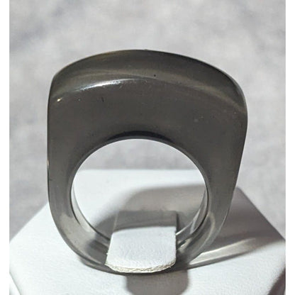 Chunky Translucent Grey/Black Fashion Ring Size 7