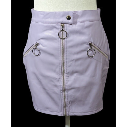 Salty Pastel Purple Faux Leather Mini Skirt Size Medium
