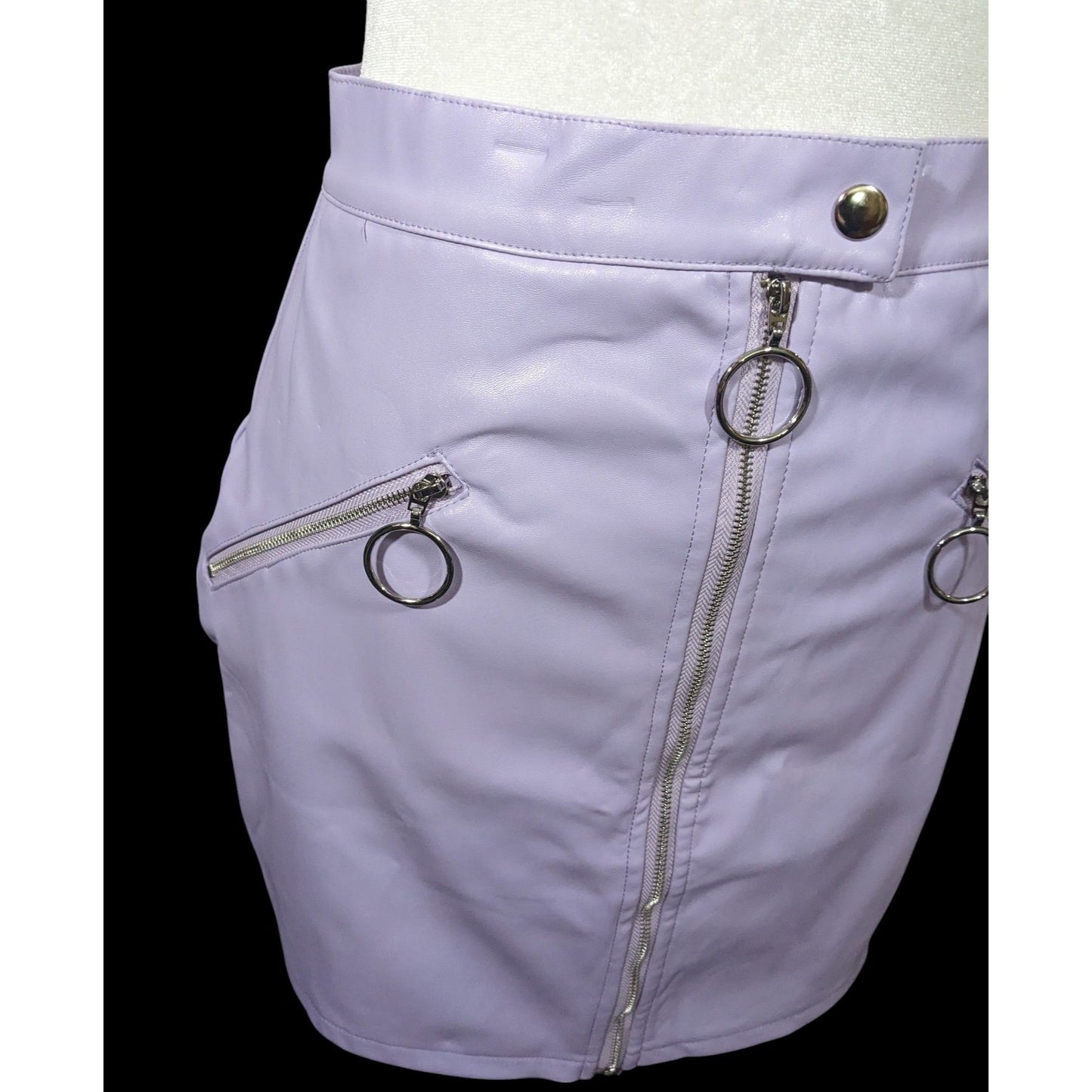 Salty Pastel Purple Faux Leather Mini Skirt Size Medium
