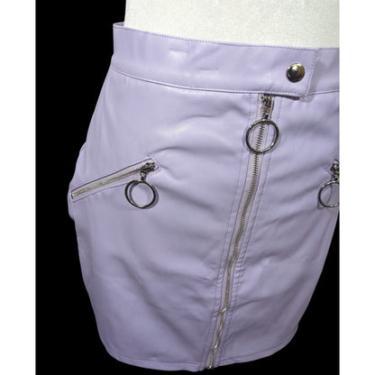 Salty Pastel Purple Faux Leather Mini Skirt Size Medium