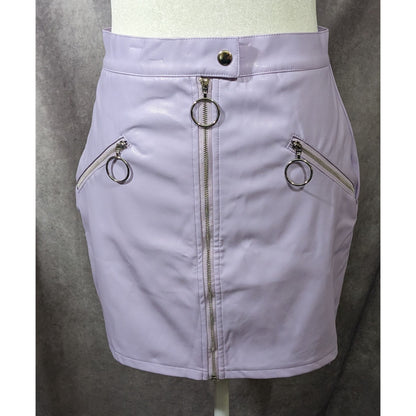 Salty Pastel Purple Faux Leather Mini Skirt Size Medium