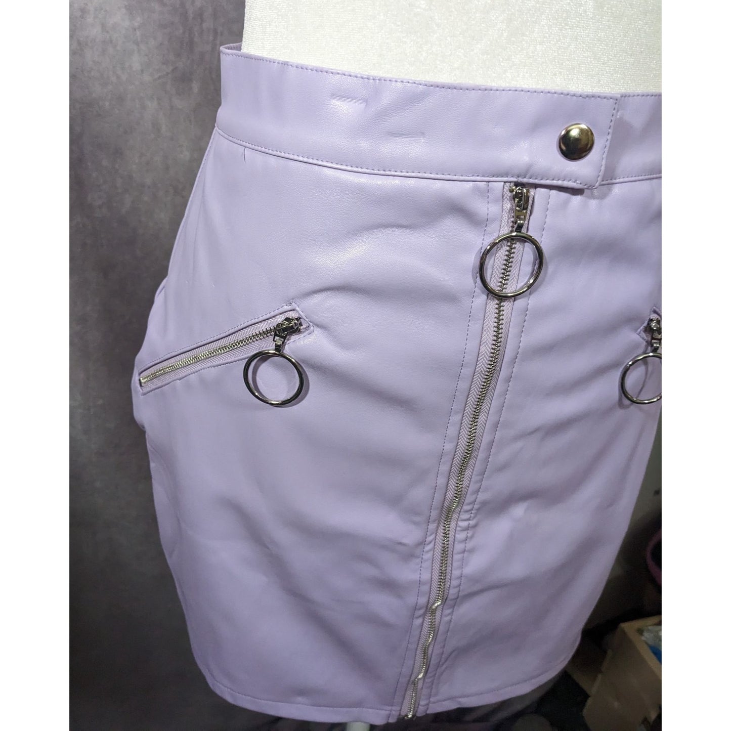 Salty Pastel Purple Faux Leather Mini Skirt Size Medium