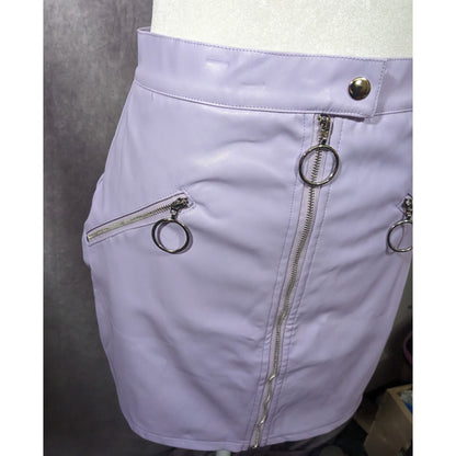 Salty Pastel Purple Faux Leather Mini Skirt Size Medium