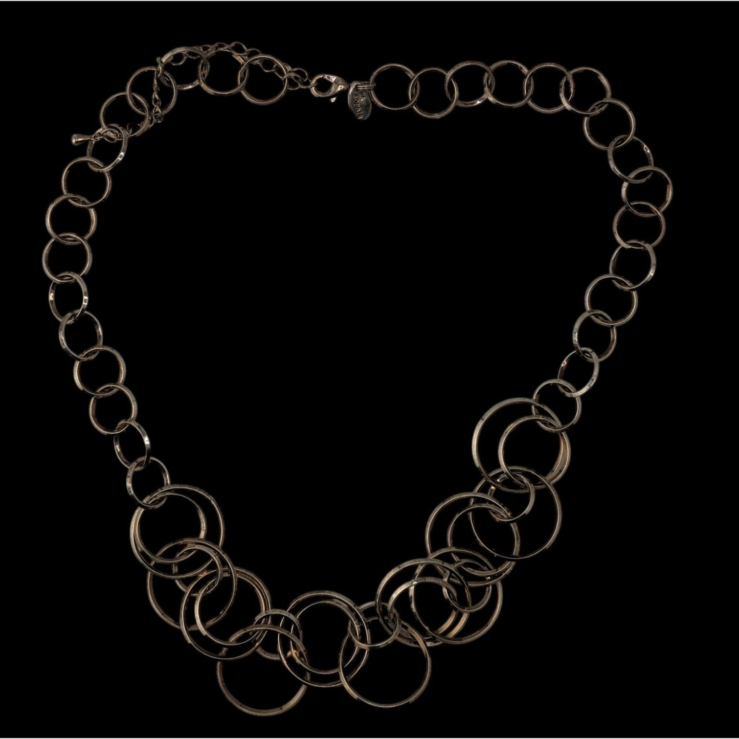 Lia Sophia Round Trip Necklace Silver Tone Interlocking Ring Chain Geometric Jewelry