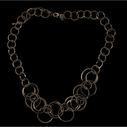 Lia Sophia Round Trip Necklace Silver Tone Interlocking Ring Chain Geometric Jewelry