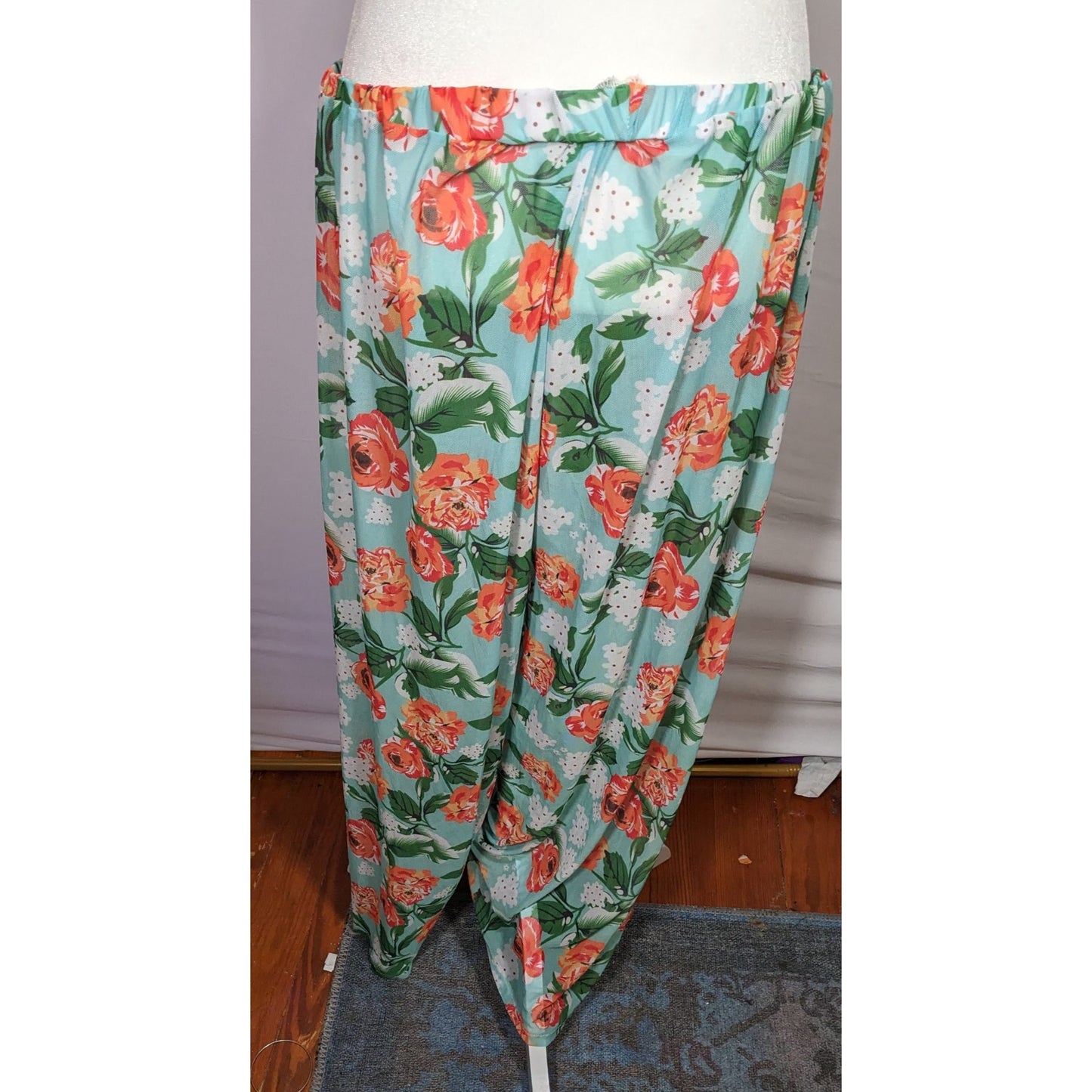 Blue And Orange Semi-Sheer Mesh Lounge Pants