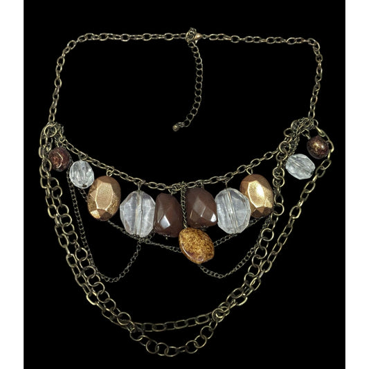 Rustic Glam Multilayer Chain Gemmed Necklace
