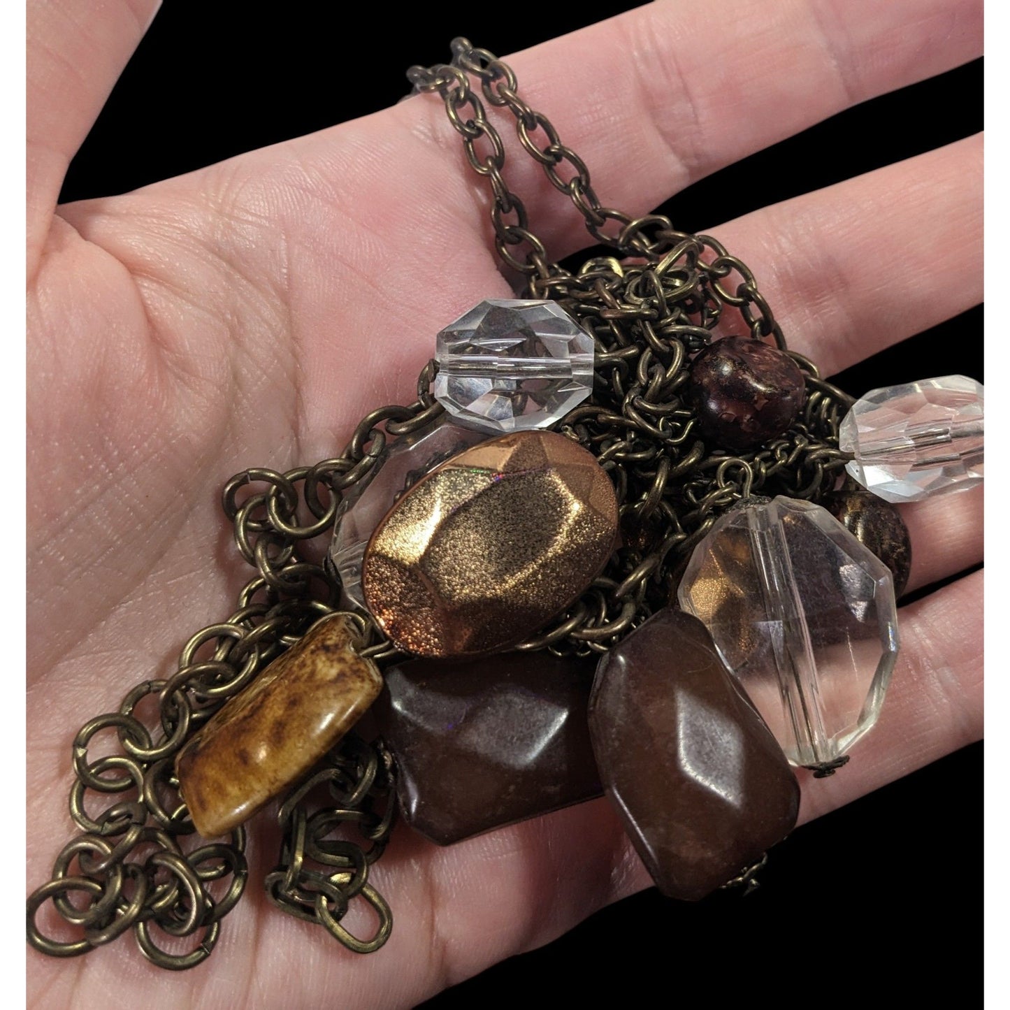 Rustic Glam Multilayer Chain Gemmed Necklace