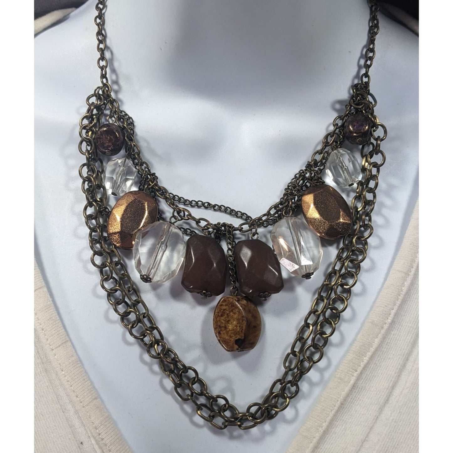 Rustic Glam Multilayer Chain Gemmed Necklace