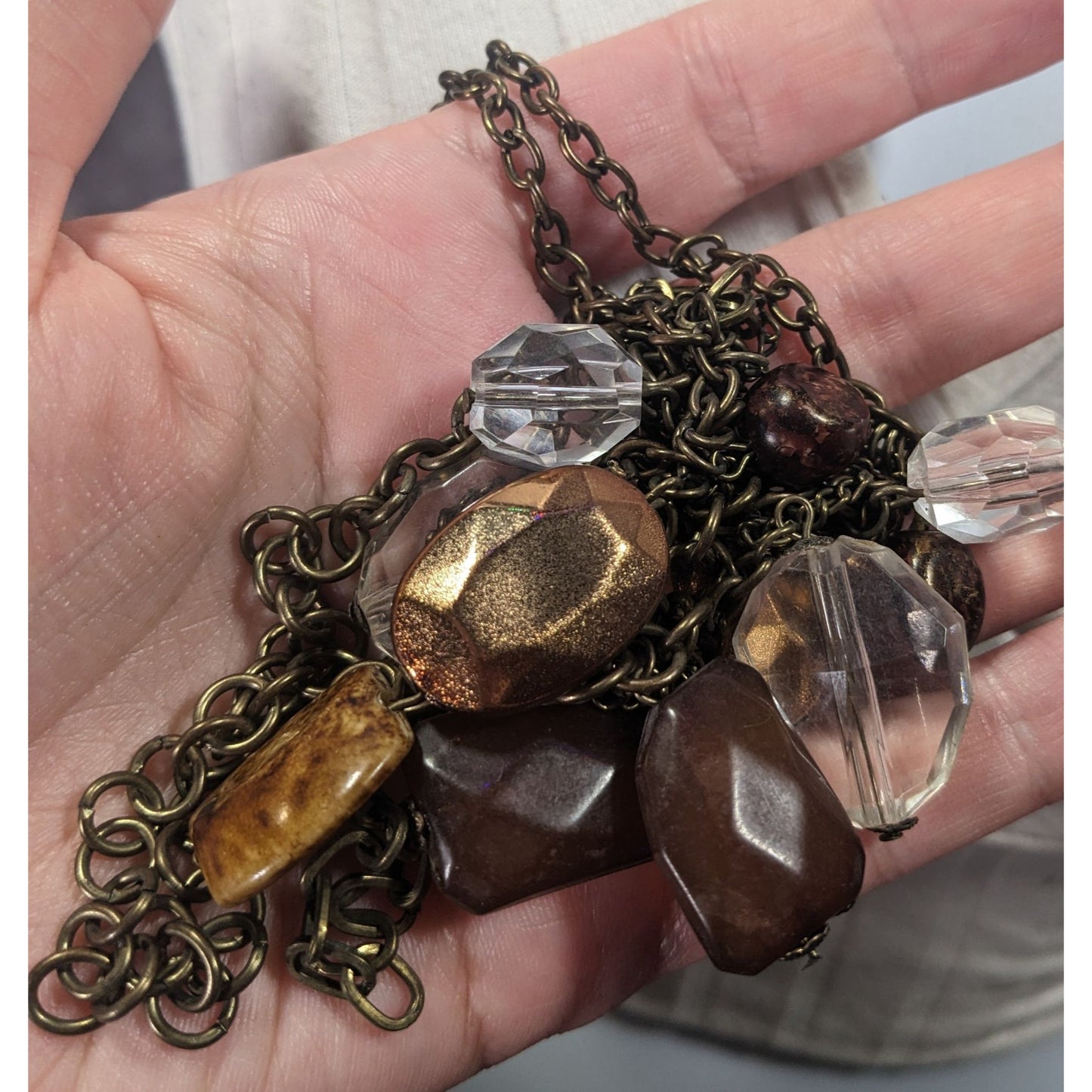 Rustic Glam Multilayer Chain Gemmed Necklace
