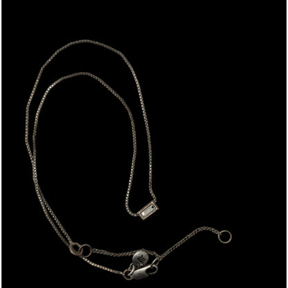 Madewell Dainty Silver Necklace Baguette Cut Glass Pendant Minimalist Layering