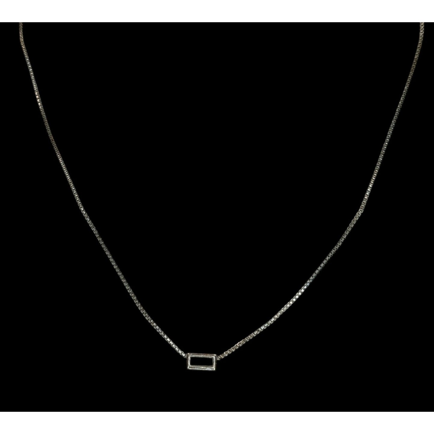 Madewell Dainty Silver Necklace Baguette Cut Glass Pendant Minimalist Layering