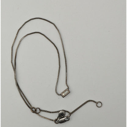Madewell Dainty Silver Necklace Baguette Cut Glass Pendant Minimalist Layering