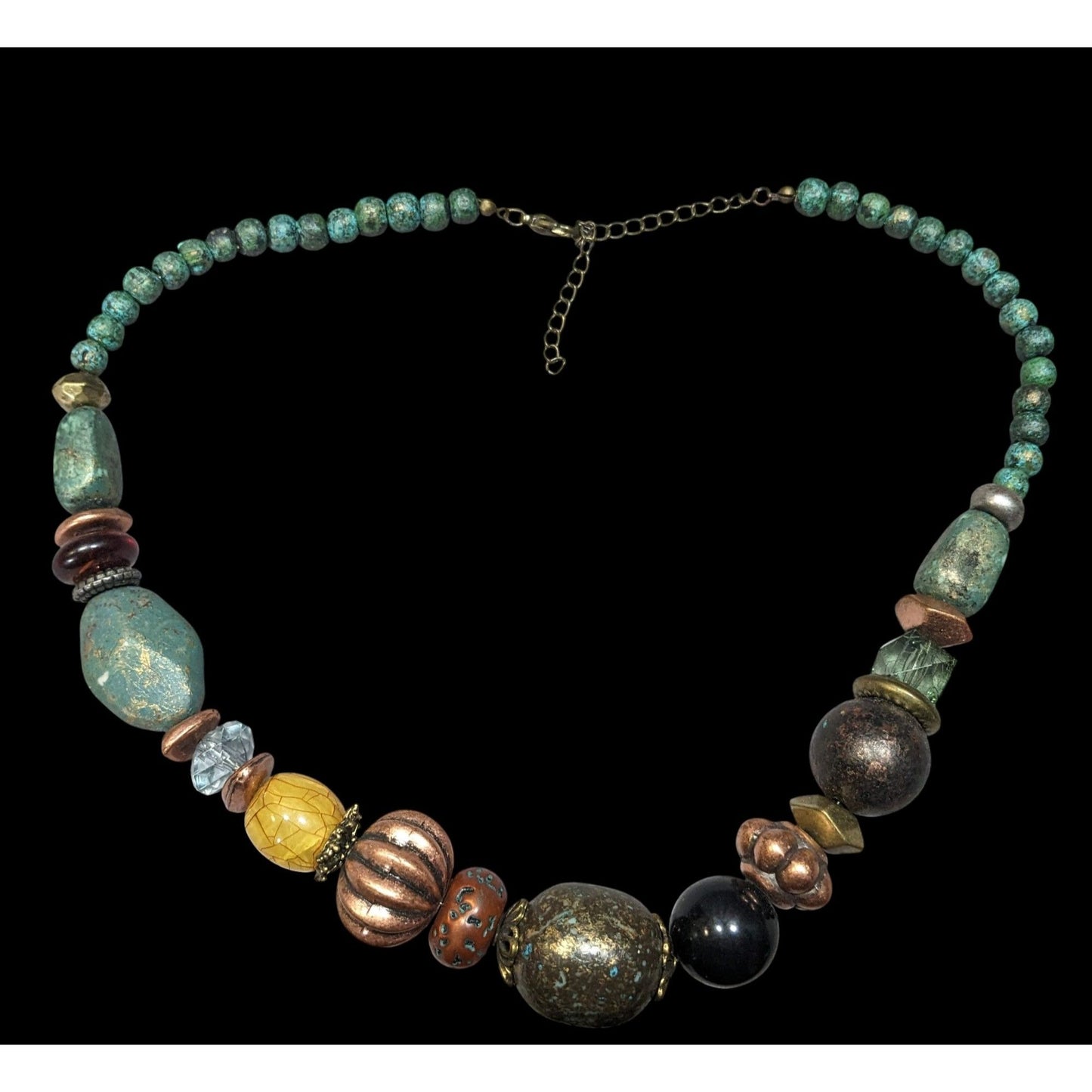Chunky Bohemian Mixed Media Earth Tone Beaded Necklace