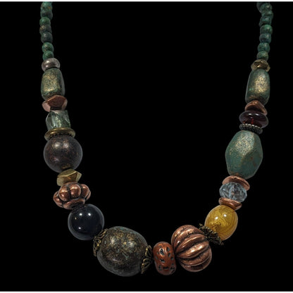 Chunky Bohemian Mixed Media Earth Tone Beaded Necklace