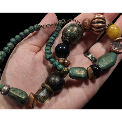 Chunky Bohemian Mixed Media Earth Tone Beaded Necklace