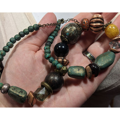 Chunky Bohemian Mixed Media Earth Tone Beaded Necklace