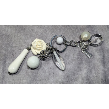 Miche Coquette Floral White And Silver Tone Charm Keychain