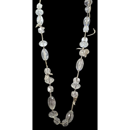 J.Crew Chunky Clear Beaded Grey Ribbon Station Necklace