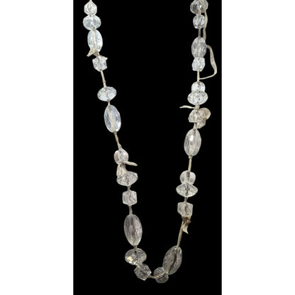 J.Crew Chunky Clear Beaded Grey Ribbon Station Necklace