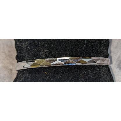 Mod Geometric Vintage Monet Silver Tone Faceted Cuff Bracelet