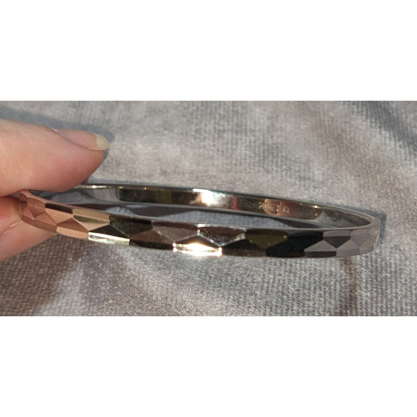 Mod Geometric Vintage Monet Silver Tone Faceted Cuff Bracelet