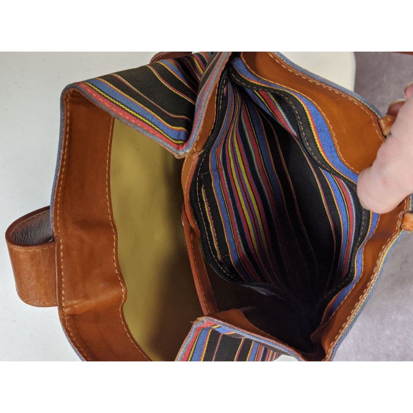 Boots N Bags Southwestern Canvas Sling Bag With Leather Accents & Striped Design