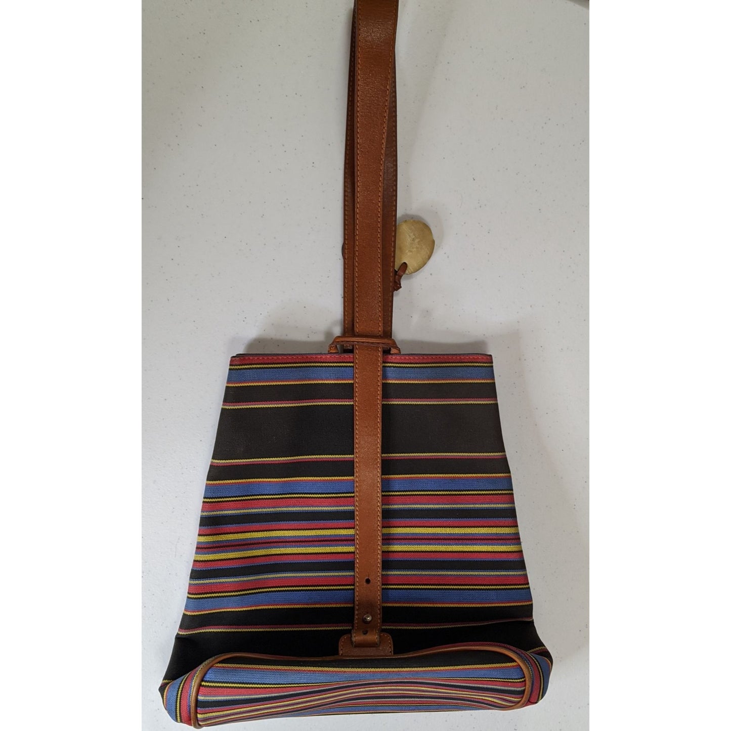 Boots N Bags Southwestern Canvas Sling Bag With Leather Accents & Striped Design