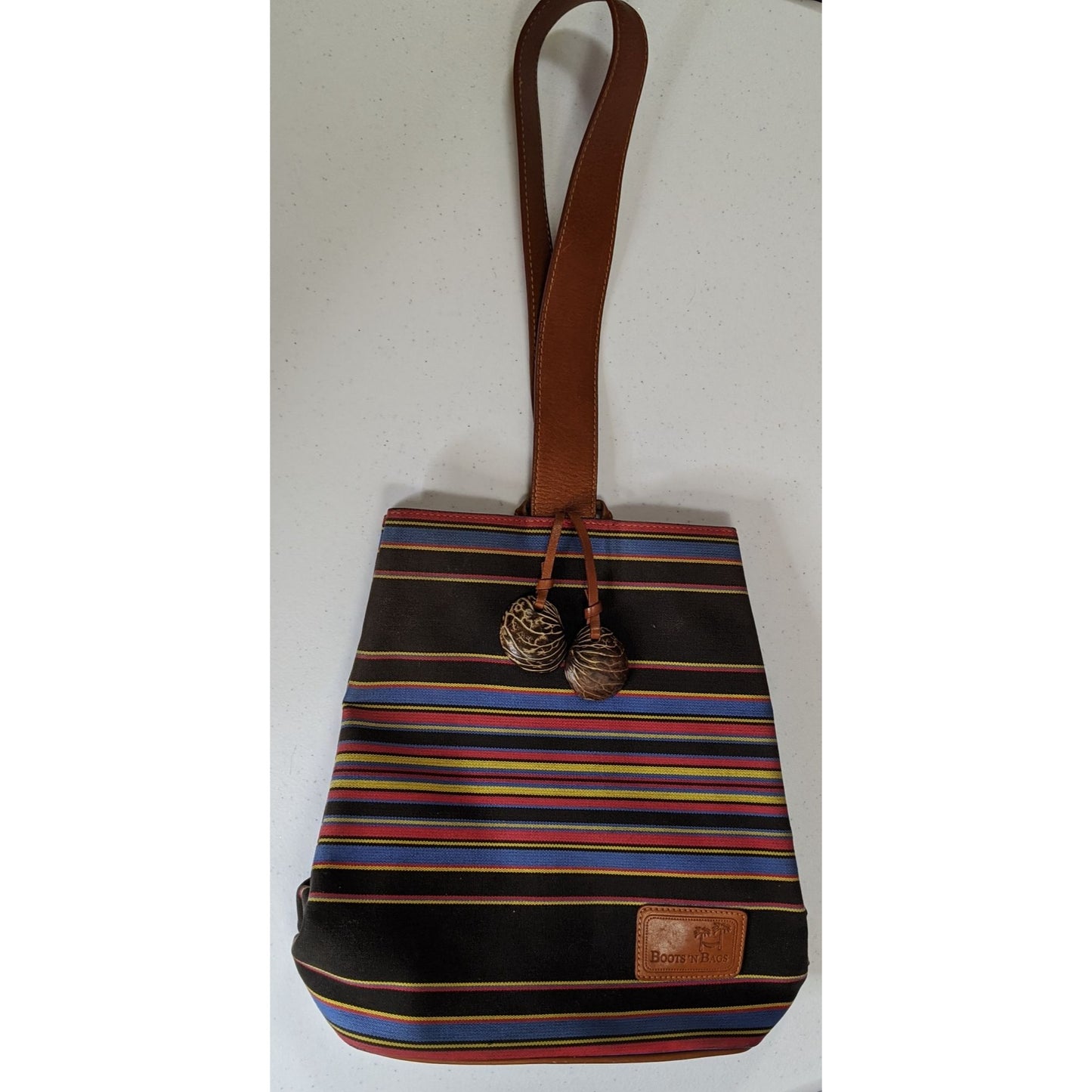 Boots N Bags Southwestern Canvas Sling Bag With Leather Accents & Striped Design