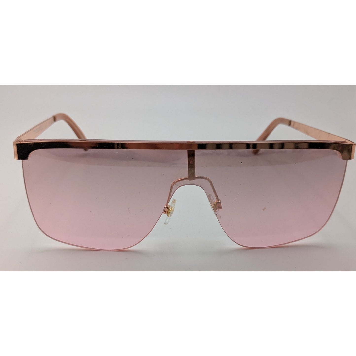 Frye & Co Oversized Shield Sunglasses Pink Gradient Lens Rose Gold Frame