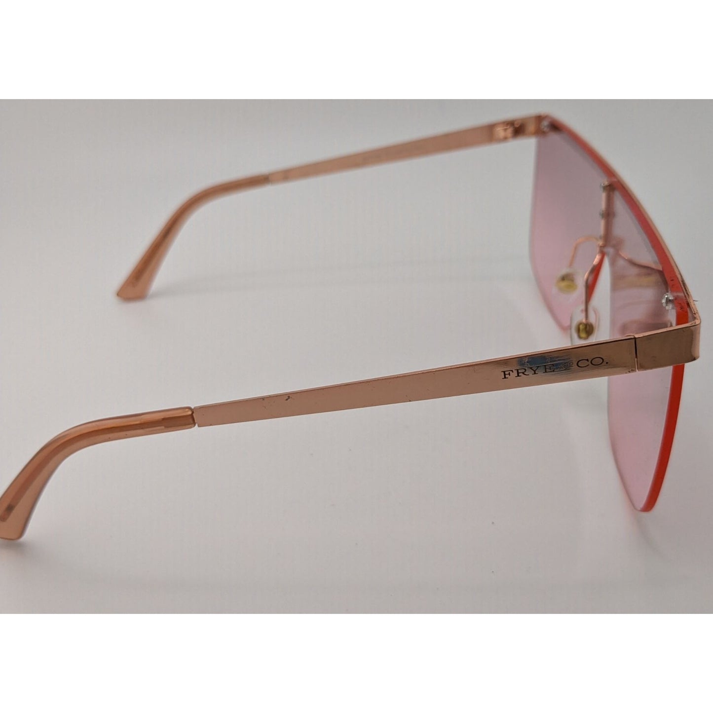 Frye & Co Oversized Shield Sunglasses Pink Gradient Lens Rose Gold Frame