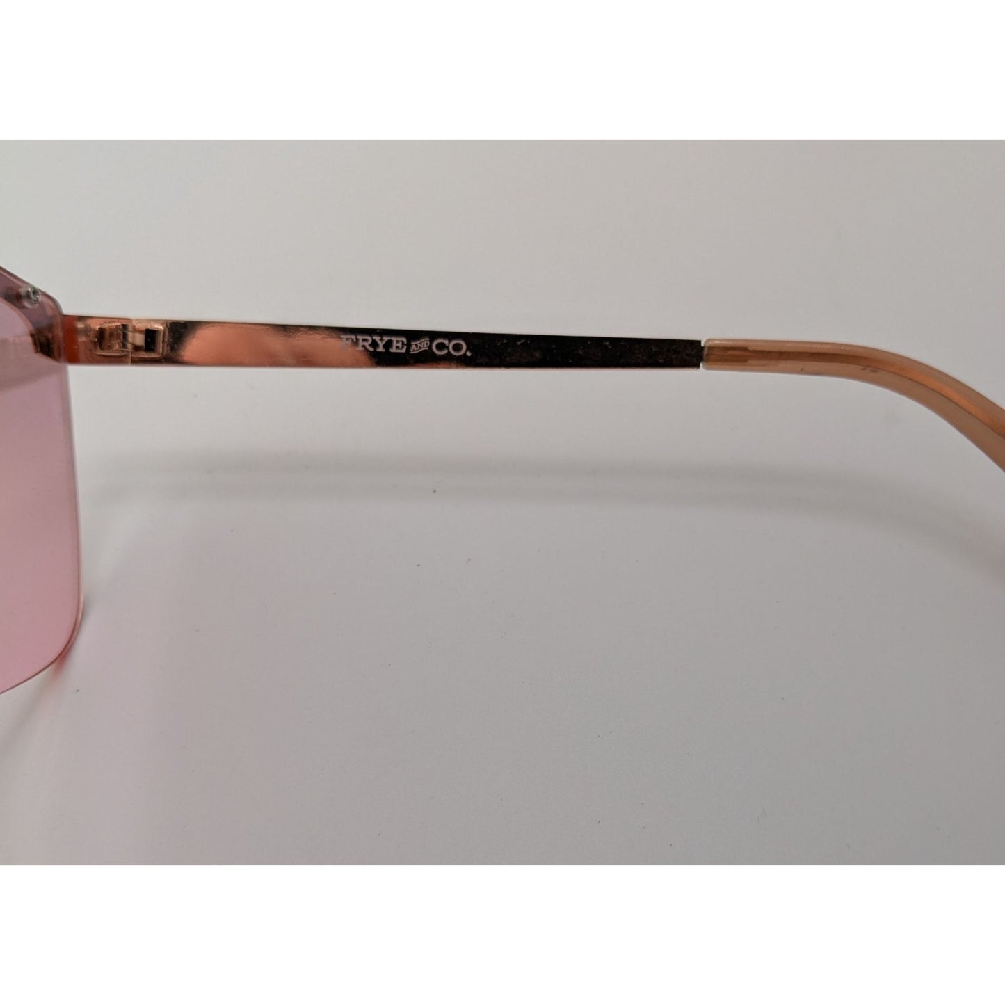 Frye & Co Oversized Shield Sunglasses Pink Gradient Lens Rose Gold Frame