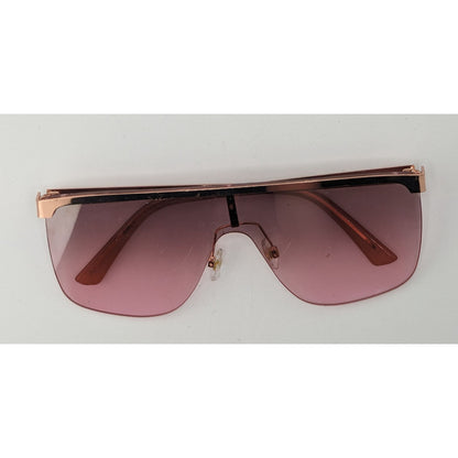 Frye & Co Oversized Shield Sunglasses Pink Gradient Lens Rose Gold Frame