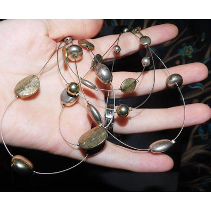 Metallic Beaded Multilayer Station Necklace