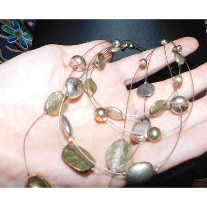 Metallic Beaded Multilayer Station Necklace
