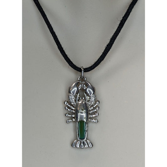 Kitsch 90s Vintage Lobster Mood Necklace Color Change Pendant Black Cord