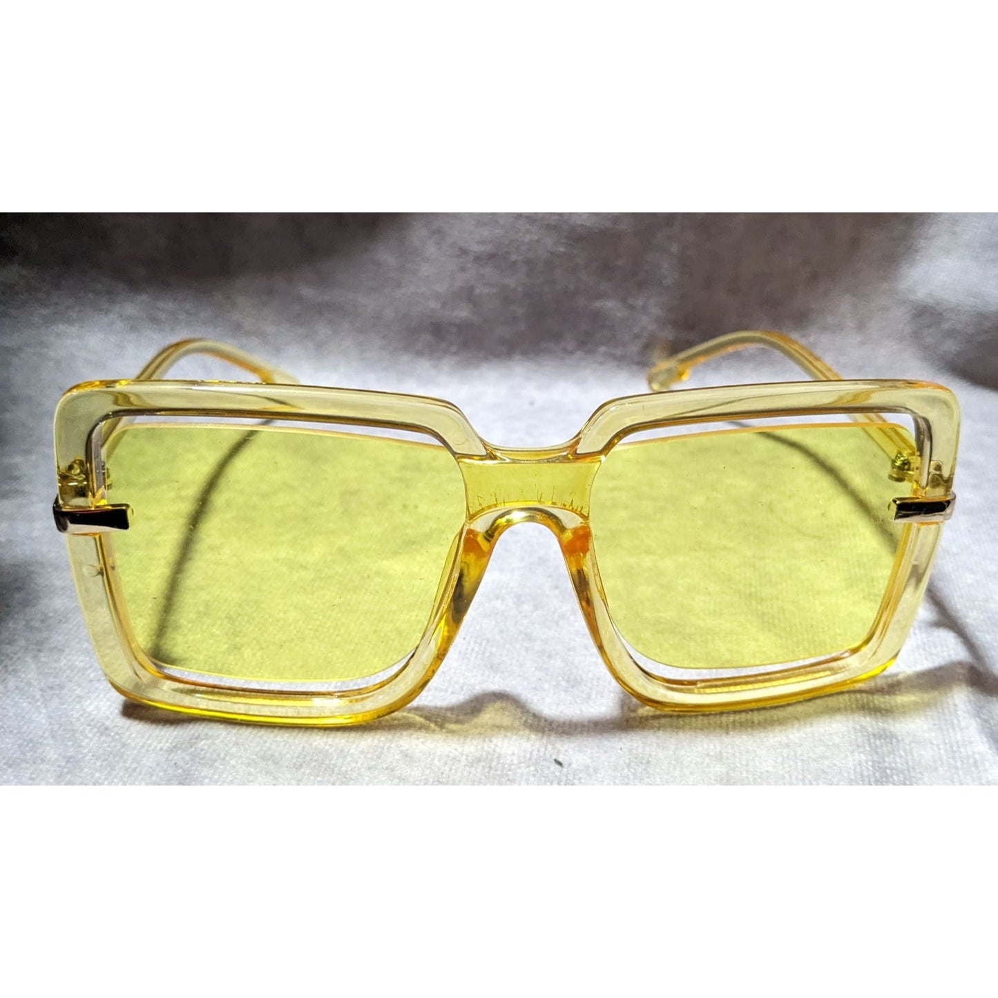 Oversized Retro Translucent Yellow Square NY Sunglasses