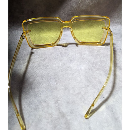 Oversized Retro Translucent Yellow Square NY Sunglasses