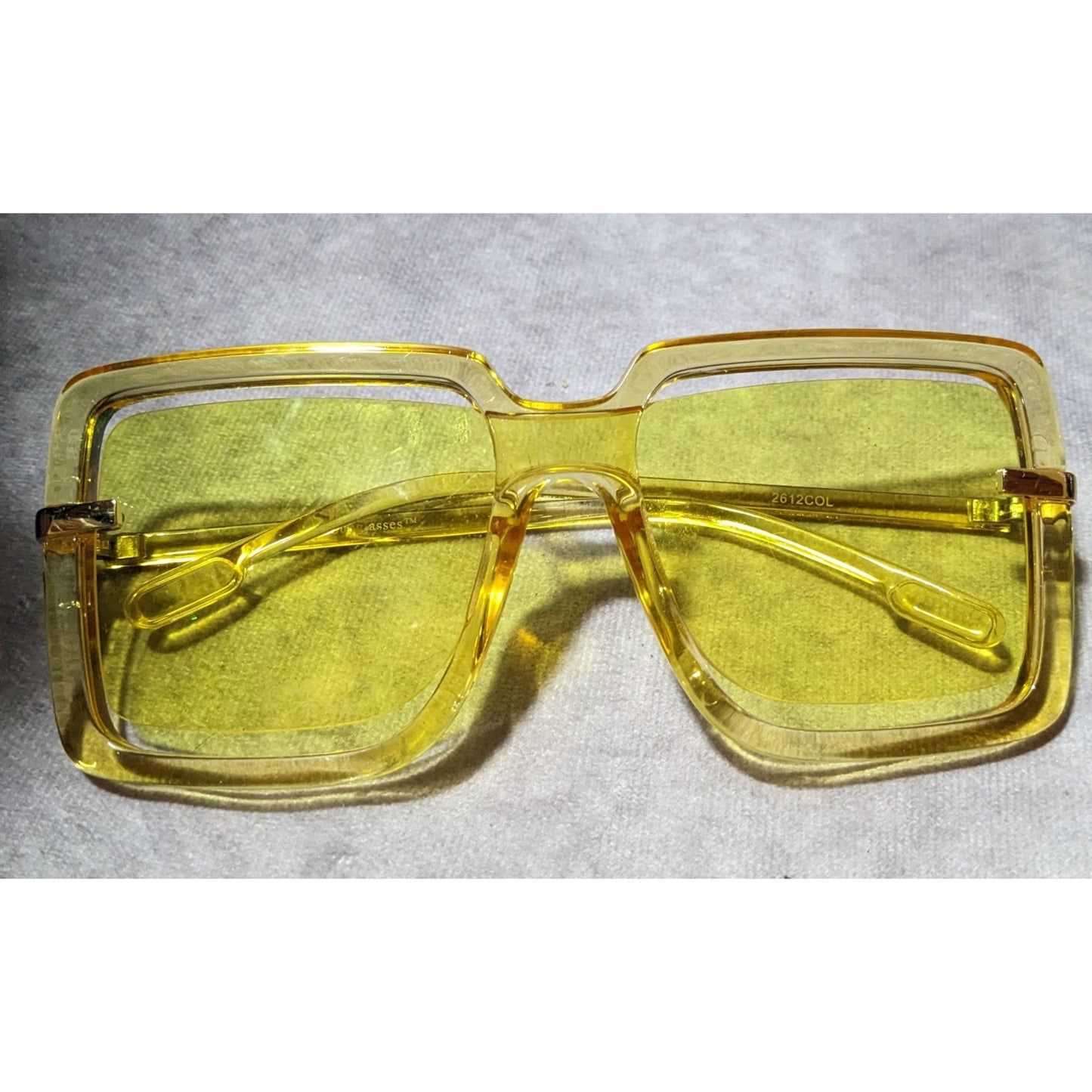 Oversized Retro Translucent Yellow Square NY Sunglasses