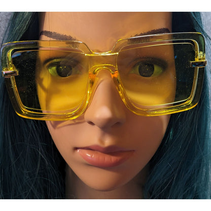 Oversized Retro Translucent Yellow Square NY Sunglasses